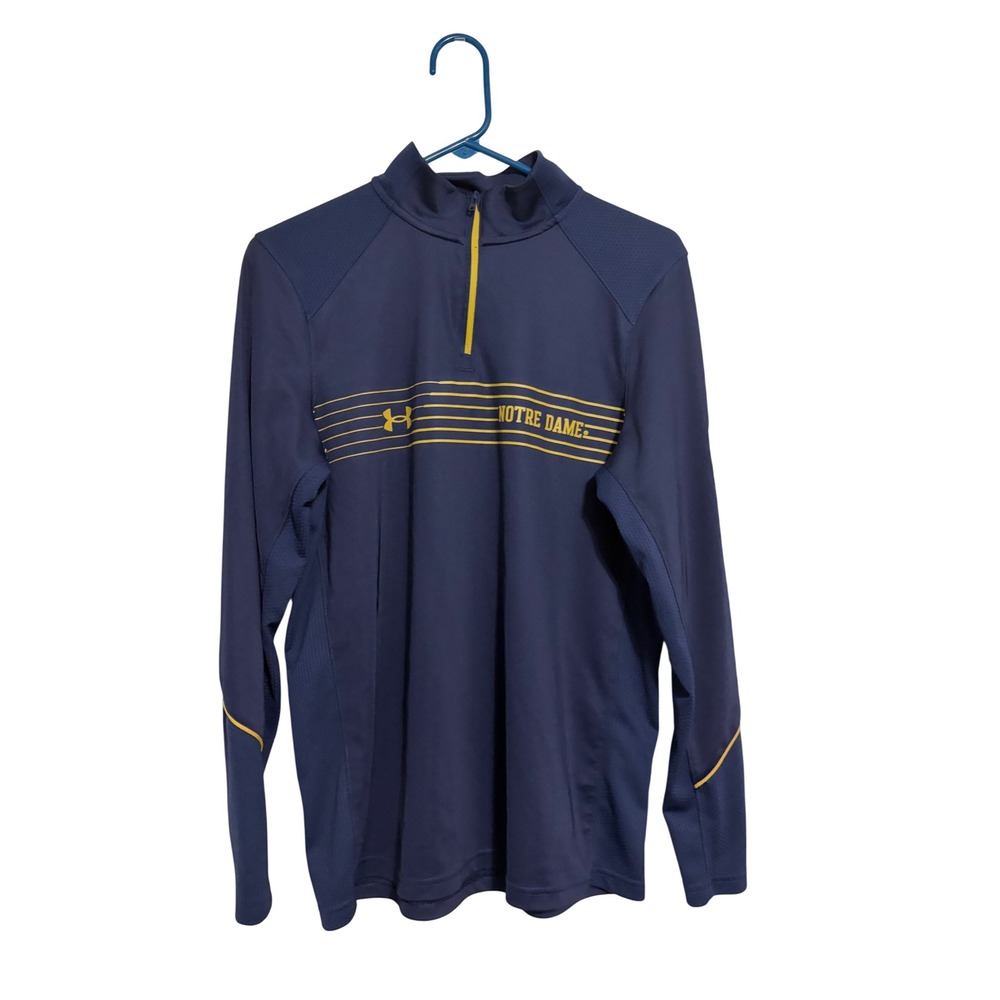 Under Armour Notre Dame Pullover Athletic Navy Blue Quarter Zip Small Gorpcore